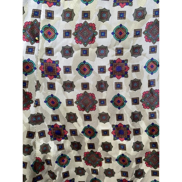 VTG San Andre NY Paris Midi Skirt Sz 10 M Jacquard Geo Baroque 80s Boho Flowy - Picture 12 of 16